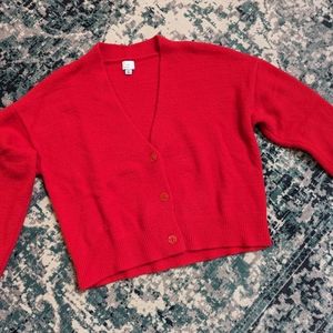Fuzzy Red Cardigan